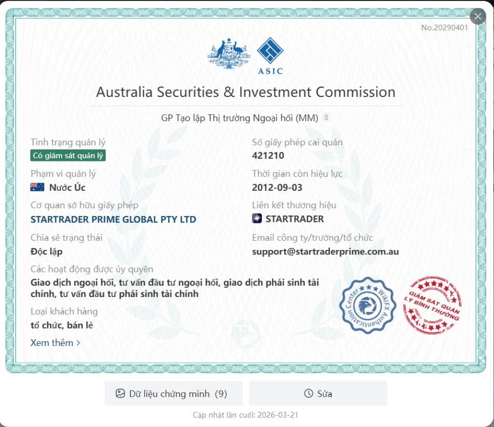 Giấy Phép Hoạt Động Của Sàn Startrader