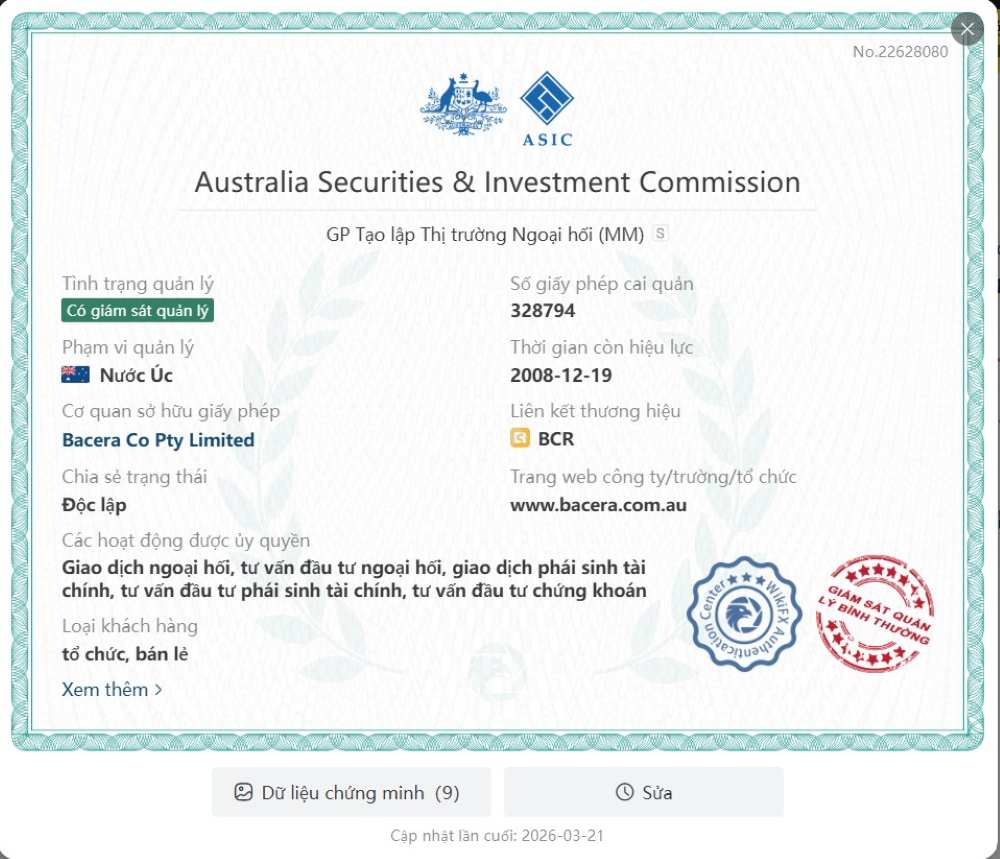 Giấy Phép Hoạt Động Của Sàn Bcr