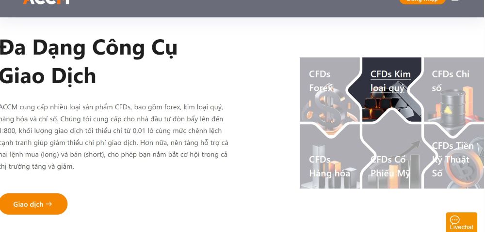 Sản Phẩm Giao Dịch Tại Sàn Accm