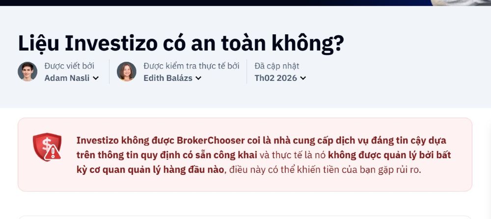 Sàn Investizo có giấy phép không?