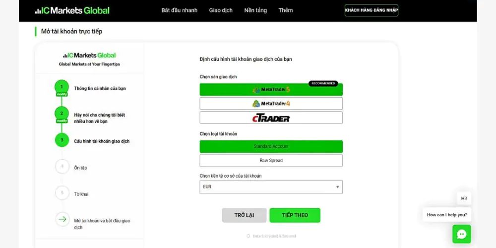 Link Tải Ctrader Ic Markets Mới Nhất Và Hướng Dẫn Cài Đặt Chi Tiết 4 Chọn Các Thông Tin Về Nền Tảng, Tài Khoản, Loại Tiền Tệ