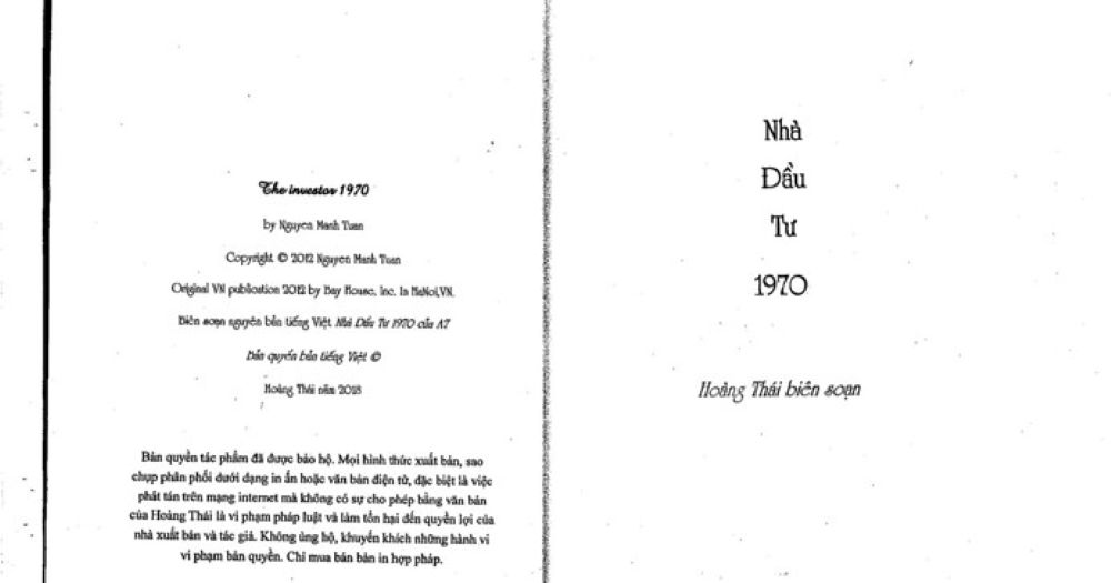 Tóm Tắt Nhanh Nội Dung Sách Nhà Đầu Tư 1970