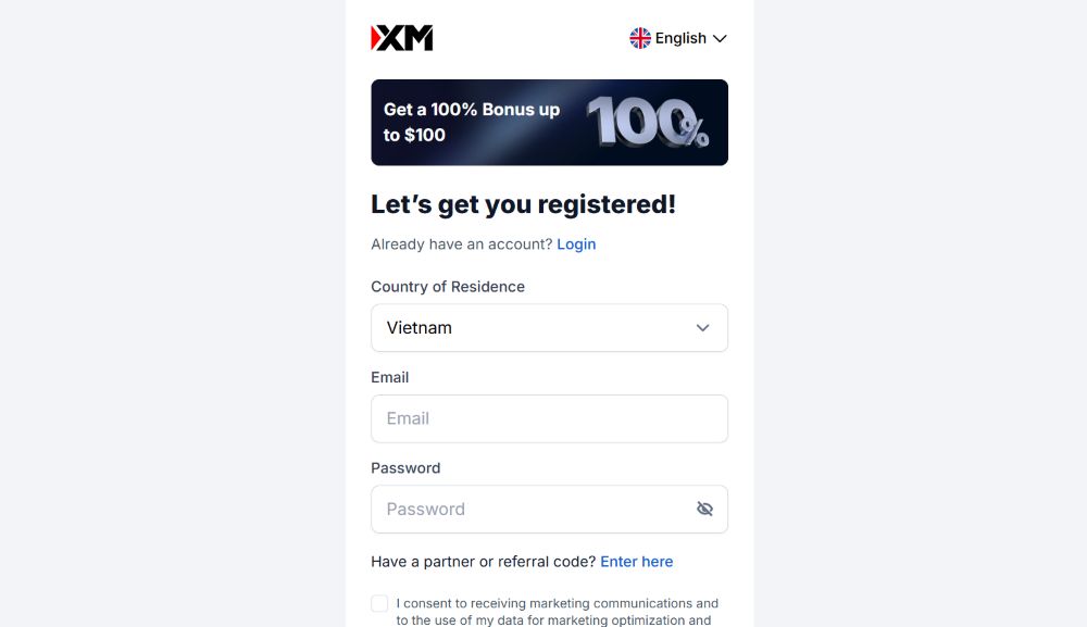 Đăng Ký Tài Khoản Xm