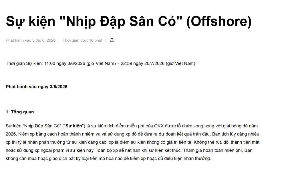 Sự Kiện Nhịp Đập Sân Cỏ Okx