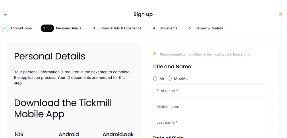 Backcom Tickmill Là Gì? Cách Nhận Hoàn Phí 100% Tự Động 6 Điền Thông Tin Đăng Ký Tài Khoản